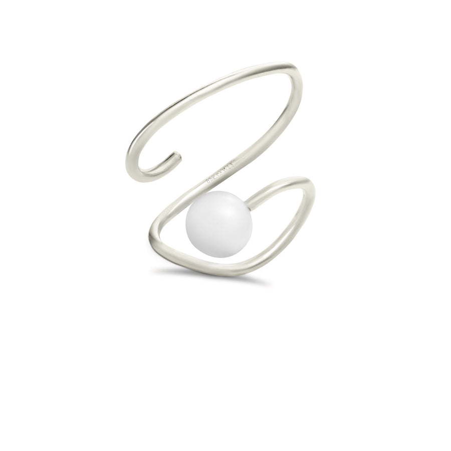Sterling Silver Ear Cuff with Natural Freshwater Pearl (Left Ear)