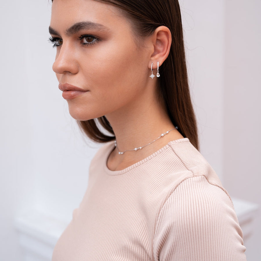 Sterling Silver Choker with Semi Round Freshwater Pearl