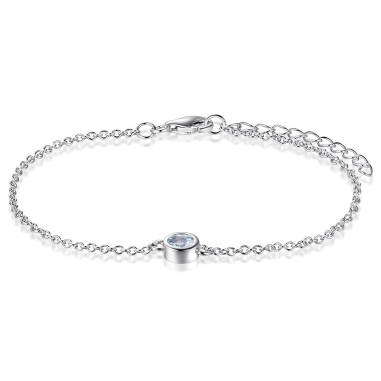 Sterling Silver Bracelet with Aquamarine