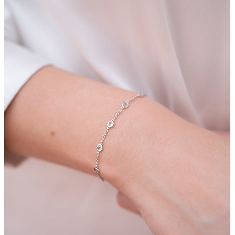 Sterling Silver Bracelet with Sky Blue Topaz