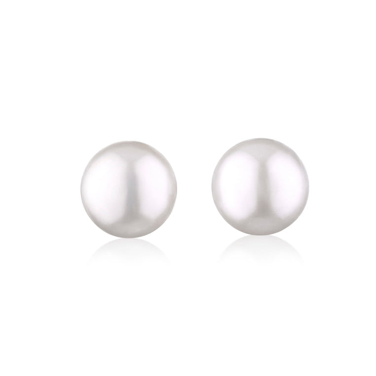 Sterling Silver Earrings with Button Pearl 6.5