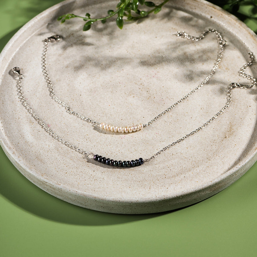 Sterling Silver Black Pearl Anklet