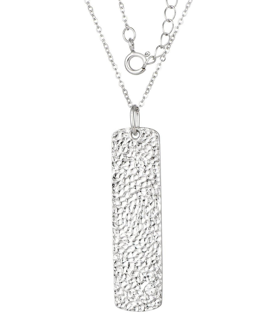 Sterling Silver Dog Tag with Natural White Topaz