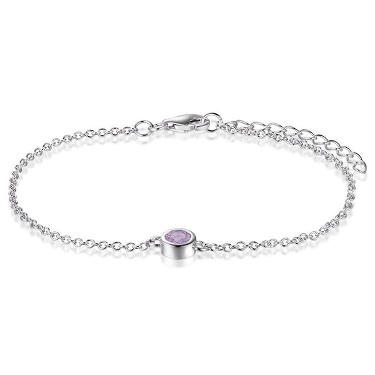 Sterling Silver Bracelet with Pink Amethyst