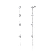 Sterling Silver Dangling Earrings with White Topaz