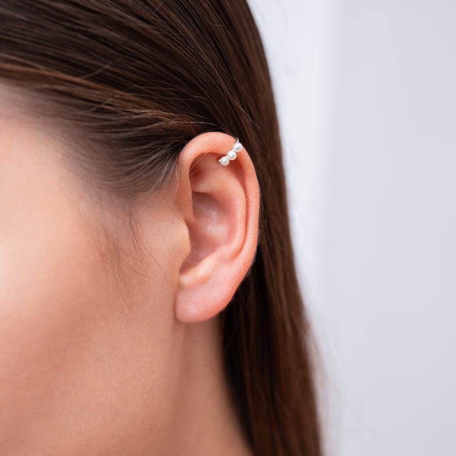 Sterling Silver Pearl Ear Cuff