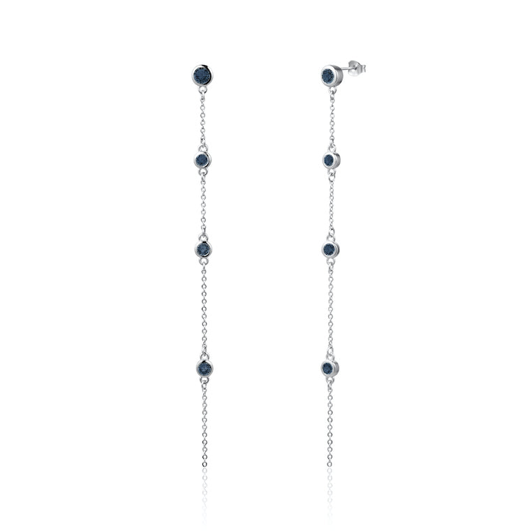 Sterling Silver Dangling Earrings with London Blue Topaz