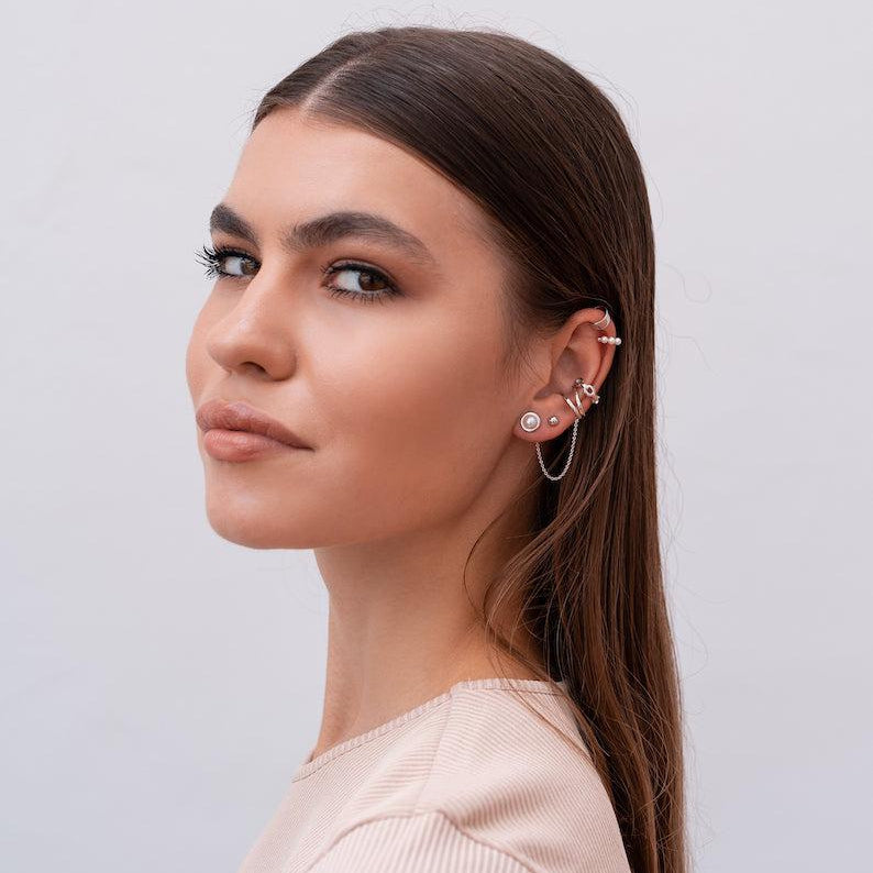 Sterling Silver Pearl Ear Cuff