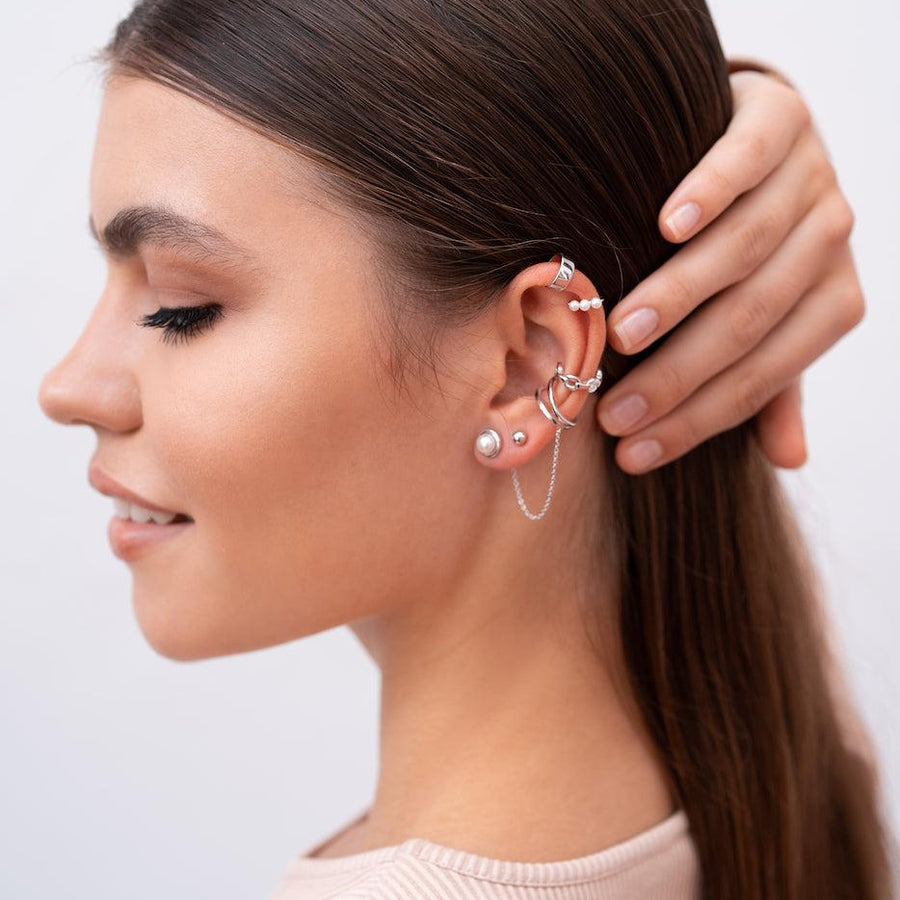 Sterling Silver Pearl Ear Cuff