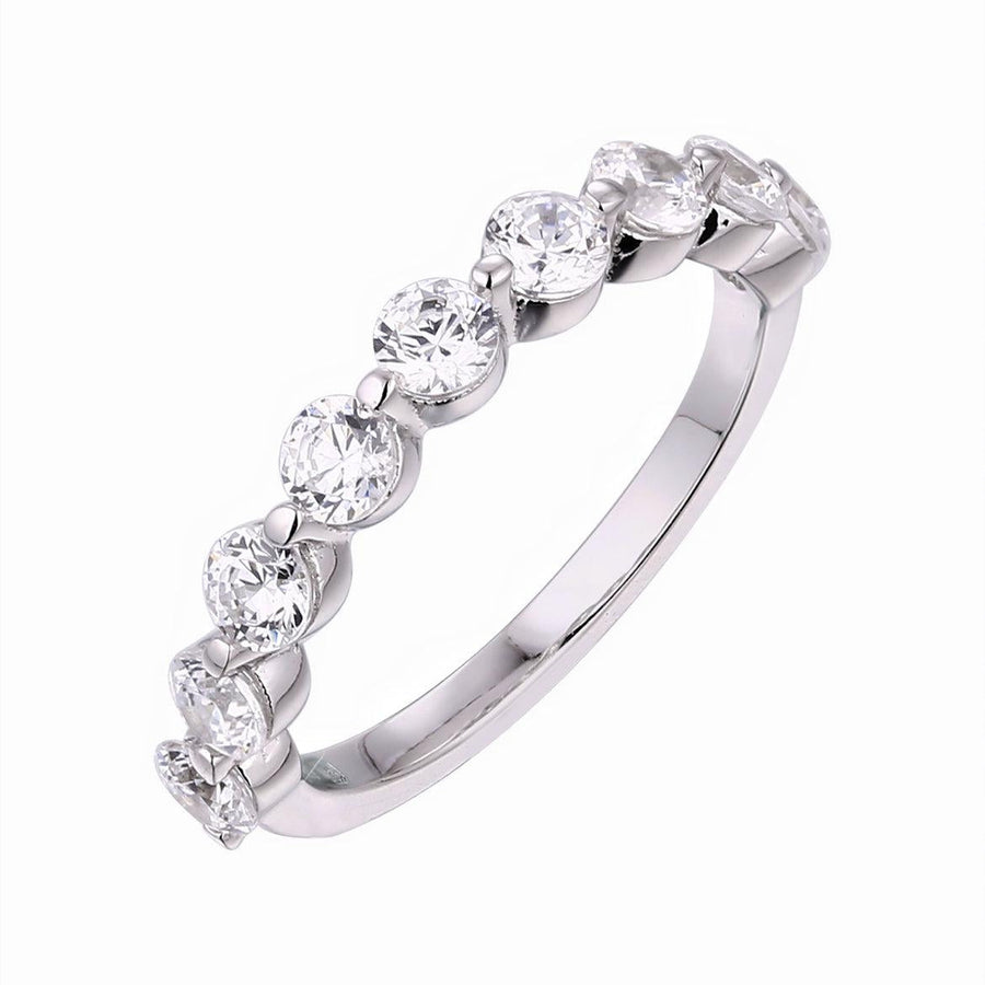 Sterling Silver Half Eternity Ring with Round Topaz