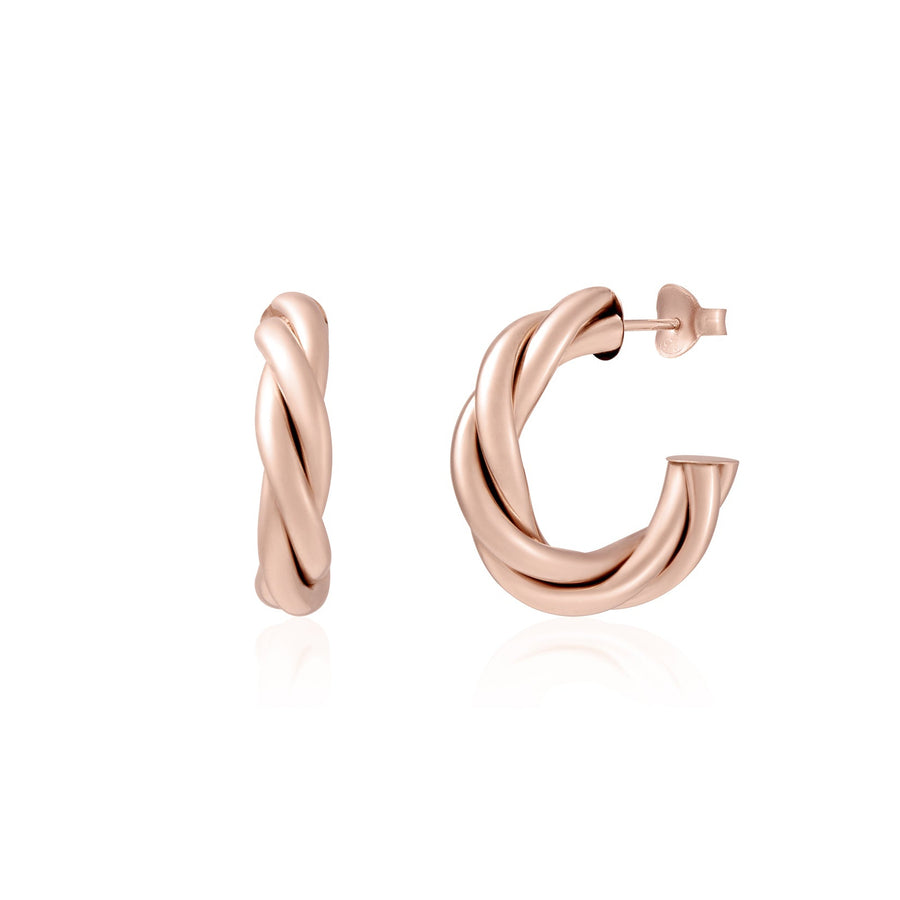 18K Rose Gold Vermeil Tube Hoop Earrings Big