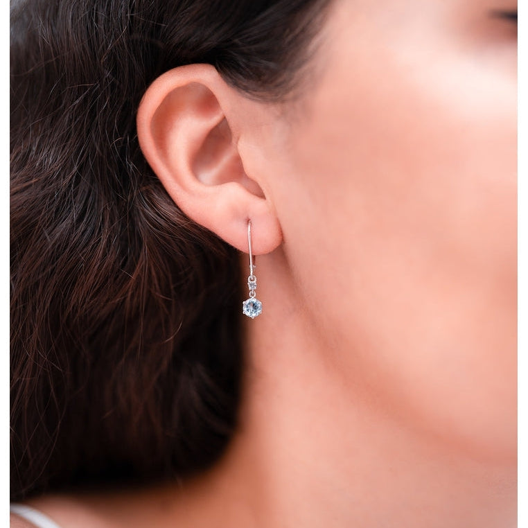 Sterling Silver Earrings with Swiss Blue Topaz