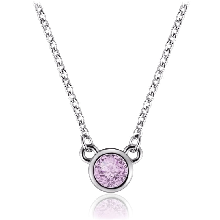 Sterling Silver Necklace with Pink Amethyst