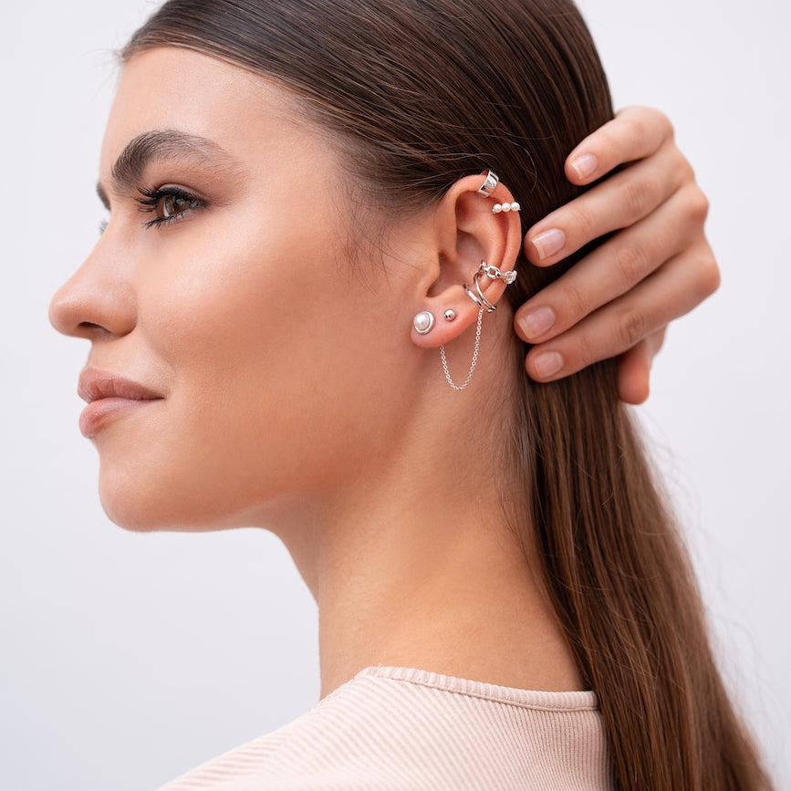 Sterling Silver Pearl Ear Cuff