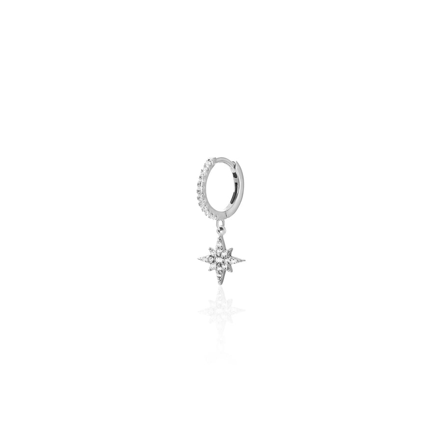 Sterling Silver Star Mono Hanging Earring with White Topaz
