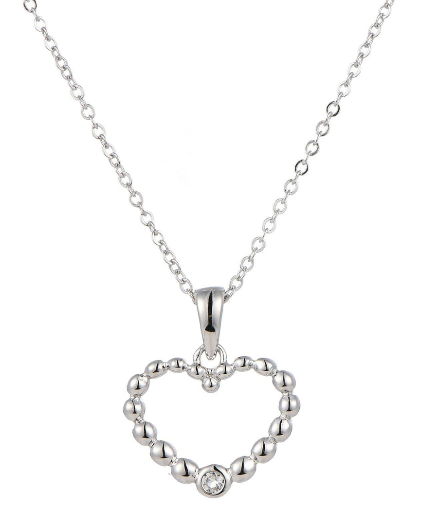 Sterling Silver Heart Necklace with White Topaz