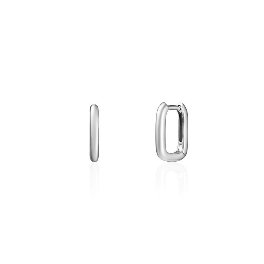 Sterling Silver Rectangular Huggies Earrings