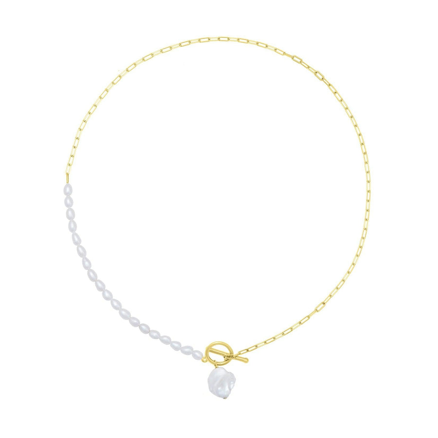 18K Gold Vermeil Necklace with Keshi Baroque Pearl