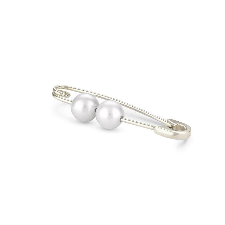 Sterling Silver Safety Pin Earring with Natural Freshwater Pearl