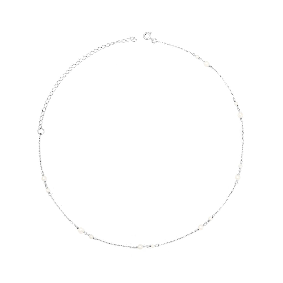 Sterling Silver Choker with Semi Round Freshwater Pearl